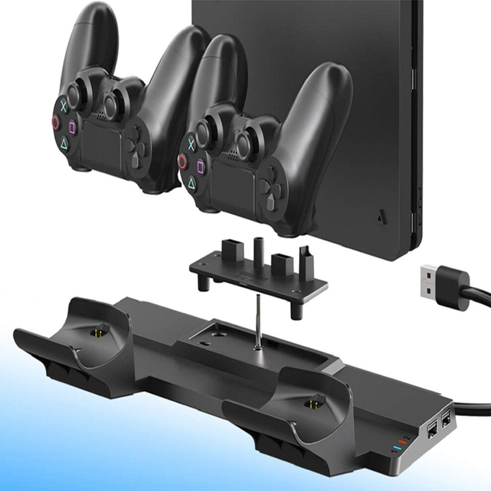 Game Console Vertical Charging Station Stand,Space-Saving Design For Ps4,Ps4 Slim,Ps4 Pro With Dual Charging Stand Charger Holder, Fast Charge, Safe 9420858098454