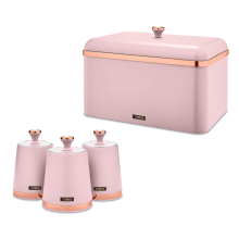 Tower Cavaletto Bread Bin & Canisters Kitchen Set (Marshmallow Pink)