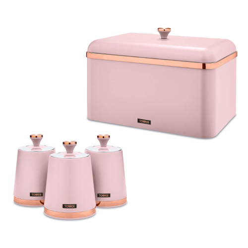 Tower Tower Cavaletto Bread Bin & Canisters Kitchen Set (Marshmallow Pink)