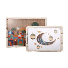 Decoratief houten touw geweven dienblad-Twee rechthoekige mouwen