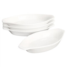 Ceramic Mini Oval Au Gratin Baking Dishes 3.5 oz Set of 4 Oven Microwave Safe with Handle