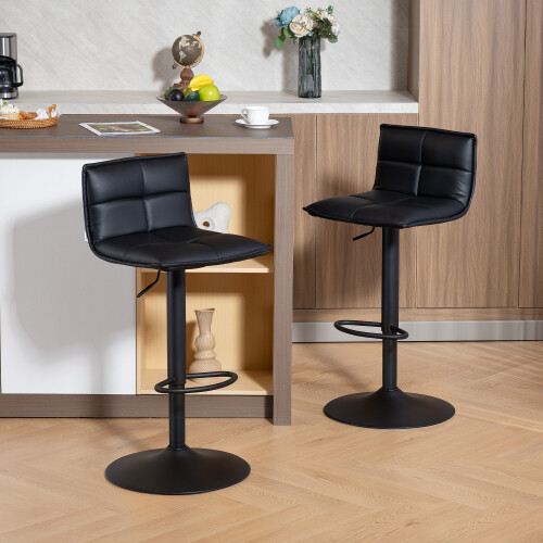 Homcom HOMCOM Bar Stools Set of 2 Swivel Height Adjustable Barstools Black