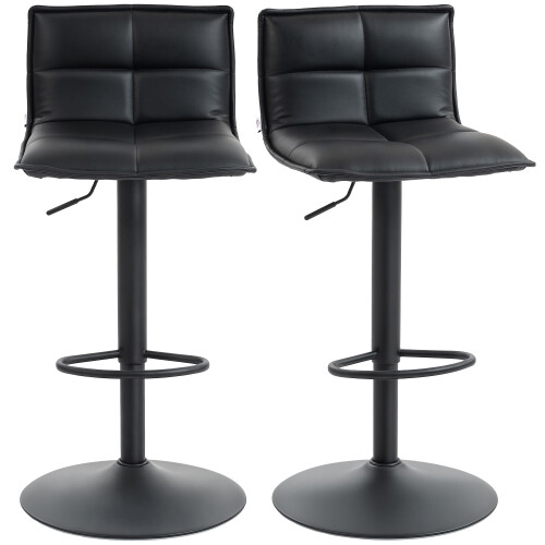 Homcom HOMCOM Bar Stools Set of 2 Swivel Height Adjustable Barstools Black 1