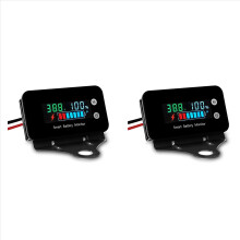2x IPX7 waterdichte batterijmonitor met beugel 7-100V, auto, motorfiets, golfkar, batterijmeter, zoemer, alarm en temperatuur