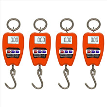 Lot de 4 mini balances à grue numériques industrielles suspendues, 200 kg/441 lb, robustes, avec crochet de suspension, orange.