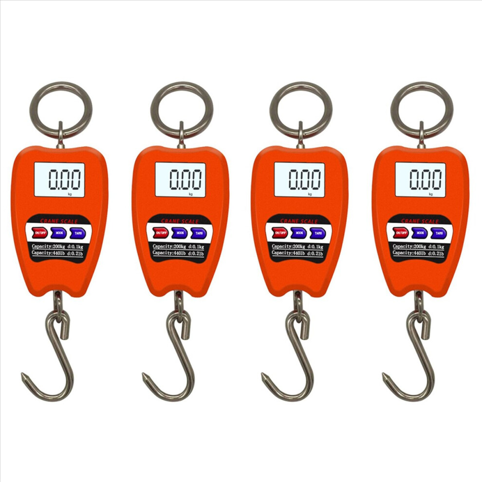 4X Mini Crane Scale Weighing Digital Industrial Hanging Scale 200Kg/441Lb Heavy Duty Hanging Hook Scales Orange 4852840258563