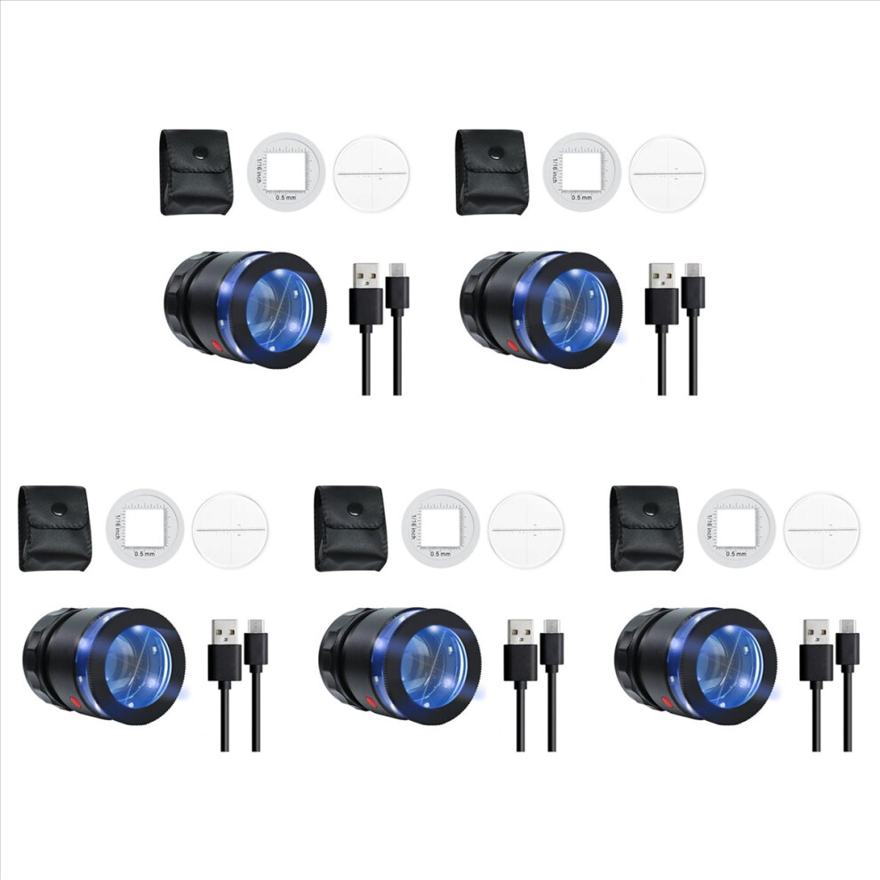Light 5Pcs Loupe Magnifier 10X,Rechargeable Jewelers Magnifying Glass With Led And Scale, Adjustable
