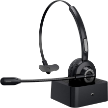 Bluetooth-headset med mikrofon, stabil Bluetooth-anslutning, bekväma öronkuddar, snabbladdningsteknik, lätt design, för kontor, hem, klart ljud