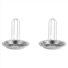 2x Kipbraadrek Bakpannen Anti-aanbak BBQ Grillrek Standaard Houder Schaal met Kom BBQ Accessoires Gereedschap