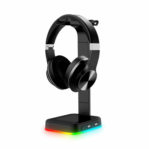 Βάση ακουστικών RGB με θύρα Type-C, 2 θύρες φόρτισης USB, ασφαλής και σταθερός 2