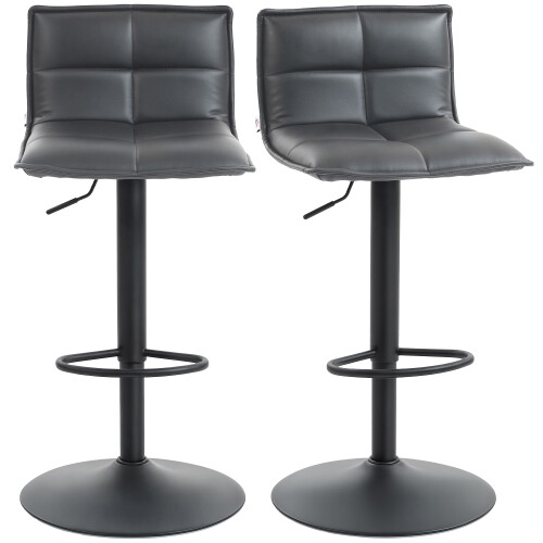 Homcom (Grey) HOMCOM Bar Stools Set of 2 Swivel Height Adjustable Barstools 1