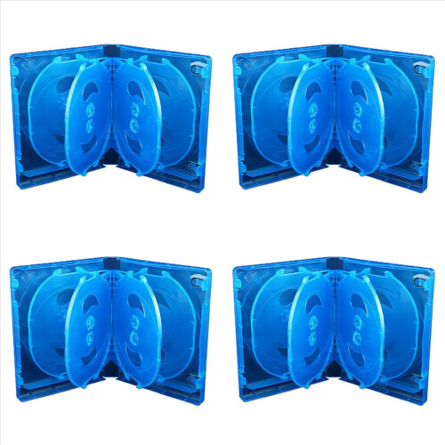 4X CD Storage Box 10-Piece Pack CD Case Plastic Double-Sided CD Storage Car CD Case Thickened DVD Case,Blue