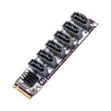 Carte d'extension M.2 NVMe SATA3.0 6 Gbit/s offrant 6 ports et