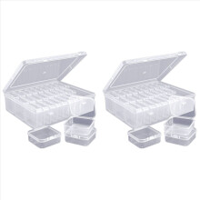 2x kralen organizer box, een grote transparante doos met 60 stuks kleine doorzichtige plastic opbergbakjes, draagbare knutseldoos