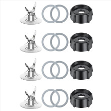 4X Replacement Parts for Osterizer Blender, 4 Point Fusion Blades Assembly with 8 Piece Rubber Seal Gasket 4961