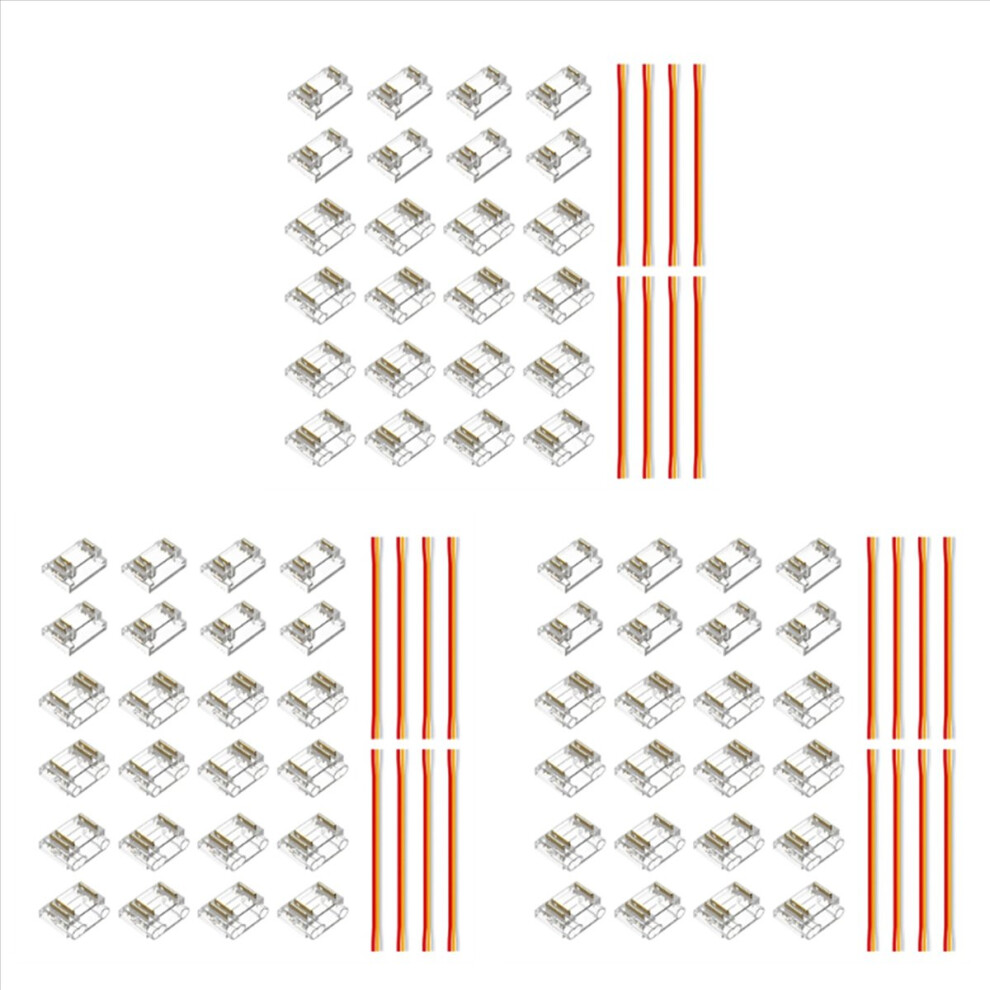 72Pcs 3Pins 12Mm Transparent Cover Connector Kits For Cob Led Strip Transparent Gapless Connectors With Wire 4852840264144