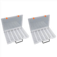 2x Grote 48-vaks plastic opbergdoos met verstelbare verdelers, opbergdoos voor knutselspullen, visgereidoos, transparant