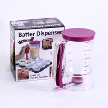 Pancake and Cupcake Batter Dispenser with Handle, BPA 4 Cup Capacity, Mess Baking, Purple