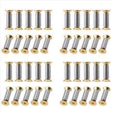40 Packs Knife Handle Screws Rivets Bolts Fasteners, Gold Hex Flat Head Screws, Knives Maker Screws
