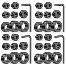 Conjunto de 36 anéis limitadores de profundidade ajustáveis para brocas, em aço carbono.