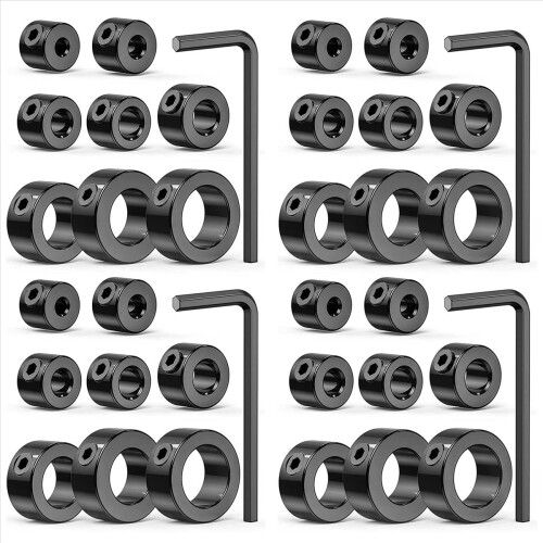 Drill Stop Bit Collar Set, 36PCS Adjustable Drill Depth Stop Collar Limit Ring with Carbon Steel Set for Drill Bits
