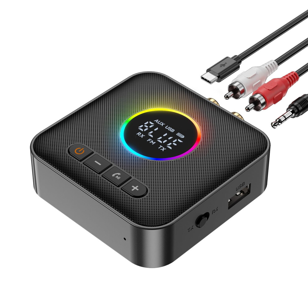 M10 Rgb Bluetooth 5.4 Receiver And Transmitter With Display Usb Aux Rca Fm For Tv Stereo Speakers 9001264063818