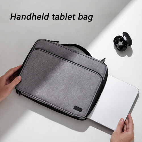 180 Degree Full Open Tablet Bag Protective Laptop Bag-Gray L 2