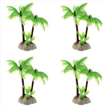 4x Aquarium Simulatie Mini Kokosnootboom Decoratie met Keramische Basis