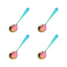 Soup Spoons Set of 4, 6.3 Inch Rainbow Stainless Steel, RustResistant, MirrorPolished Finish