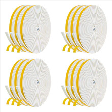 Zelfklevende schuimtape voor deur en raam, tochtstrip voor deuren, 6 mm breed x 3 mm dik, 12 stuks per stuk, wit