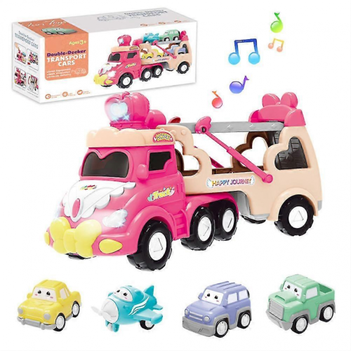 Camion giocattolo con 4 auto sonore e luminose, set da gioco