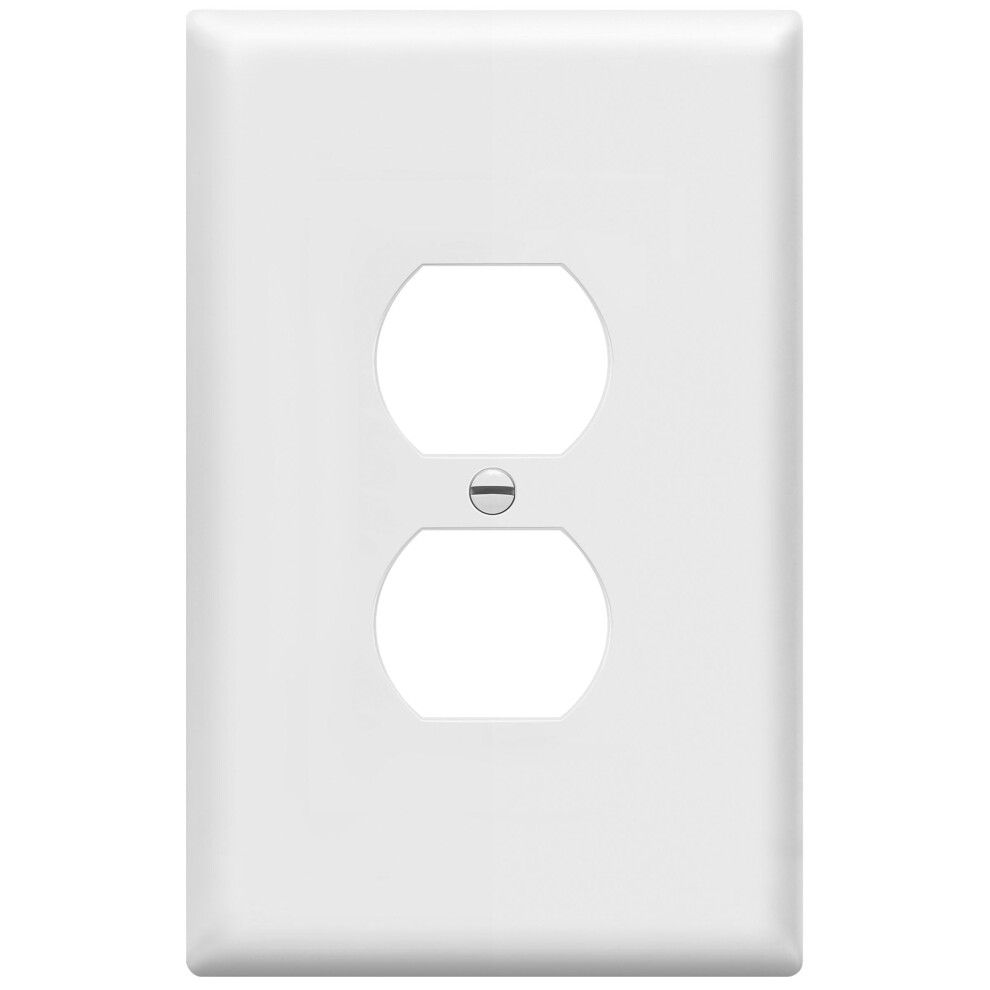 Duplex Outlet Wall Plate, Oversized Gloss White Polycarbonate Cover, Heat And Impact Resistant 9426802895742
