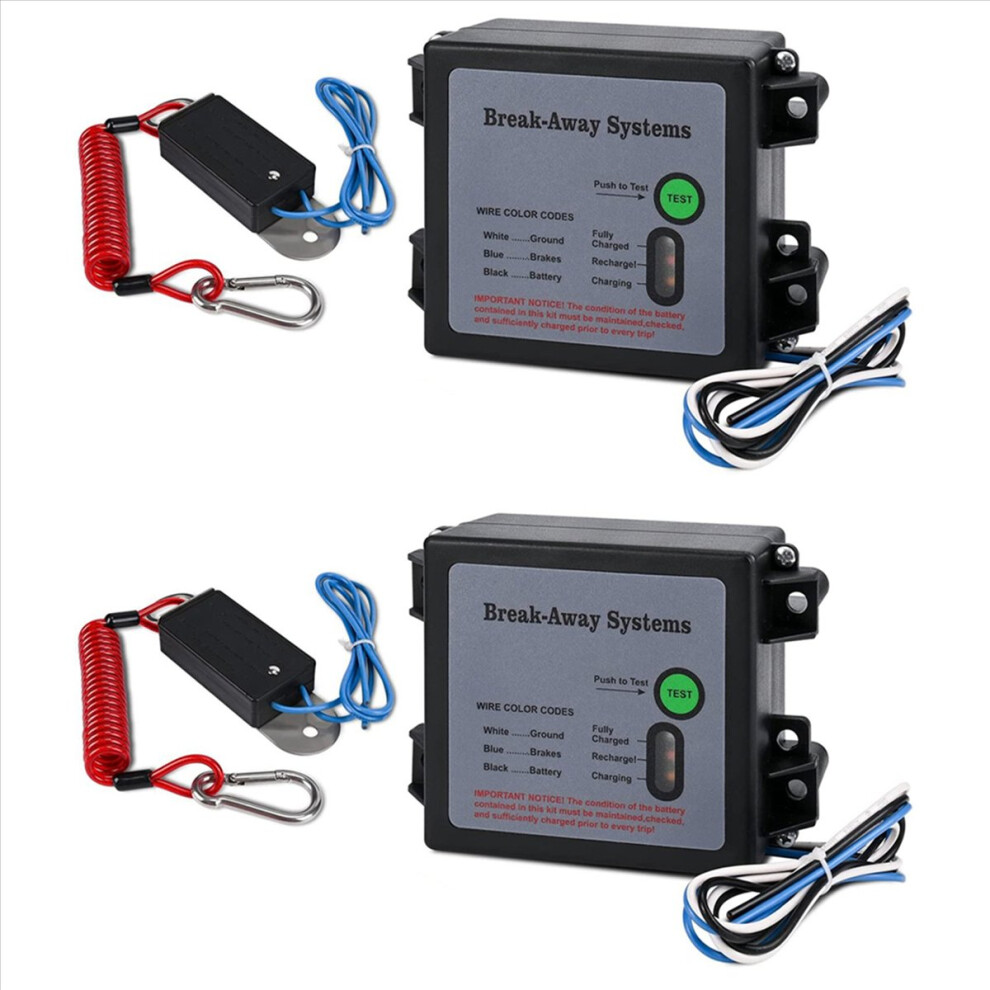 2X Trailer Brakes Breakaway Kit With Switch, Led Test Electric Breakaway System Light 4852840273955