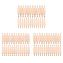 Conjunto de 60 Mini Rolos de Madeira de 15 cm para Cozinha, Assar e Preparar Massas - Ideal para Crianças e para Fondant