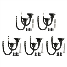 Conjunto de 10 prendedores de cortina decorativos quadrados de metal, para fixação na parede com parafusos, pretos.