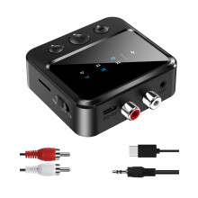 Bluetooth Audio Transmitter and Receiver Bluetooth 5.4 Dual Mode for TV Stereo with AUX RCA Ports