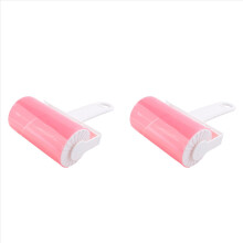 Removedor de fiapos 2X, lavável, rolo adesivo para roupas e pelos, reutilizável, portátil, para remover pelos de animais de estimação, rosa.