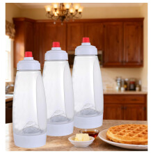 3 Pack Pancake Batter Dispenser with Whisk Ball, 1000ml Silicone Squeeze Bottle for Waffles Cupcakes Muffins Crepes