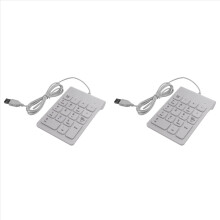 2 Mini Teclado Numérico USB com Fio, 18 Teclas, Teclado Digital para Contabilidade, Caixa, Laptop, Android (Branco)