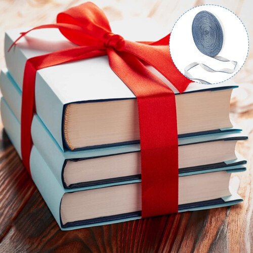 109 Yards Bookbinding Headbands Roll Archival Quality Cloth 0.59' Wide for DIY Book  White Blue 2