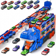 Ensemble de jouets BlueOne Taille Unique : camion de transport de dinosaures et 12 voitures pour garçons