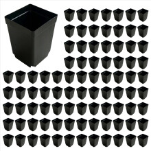 400 Stück Einweg-Pflanztöpfe, kleine schwarze quadratische Stecklings- und Setzlingstöpfe aus Kunststoff