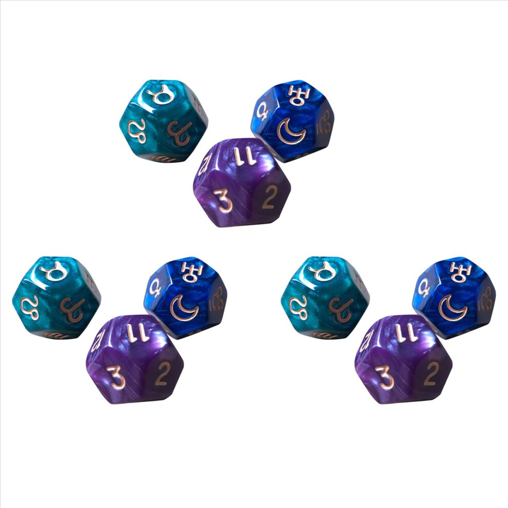 9Pc 12-Sided Tarot Dice Resin Polyhedral Astrology Constellation Divination Cards Game Dice For Astrologers 4852840276284