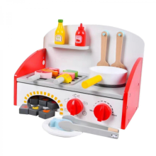 Ensemble de barbecue en bois multicolore (29x19,5x21 cm) avec aliments - Cadeau d'anniversaire pour enfants