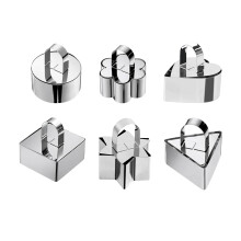 Cake Ring Set 6 Unique Shapes Stainless Steel Baking Molds for Mousse and Food Presentation