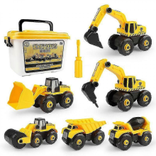 Bjxy Kit Fai da te Veicoli da Costruzione Smontabili, Escavatori e Camion, Giocattoli Educativi per Ragazzi e Ragazze