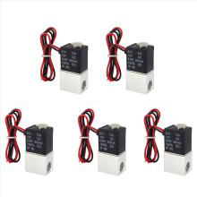 5x DC12V solenoïdeklep 1/4 inch 2-weg normaal gesloten directwerkende pneumatische kleppen voor water, lucht en gas