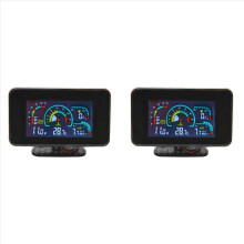2X 4 in 1 LCD 12V/24V Oliedruk Voltmeter Volt Watertemperatuur Oliemeter met 10mm Sensor voor Graafmachine Vrachtwagen