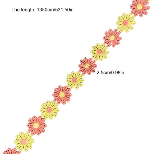 15 Yards bestickte Blumen-Spitzenborte,-Orange. 1