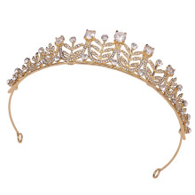 Handgefertigte Strass-Hochzeitskrone,-KC-Gold, weißer Zirkon